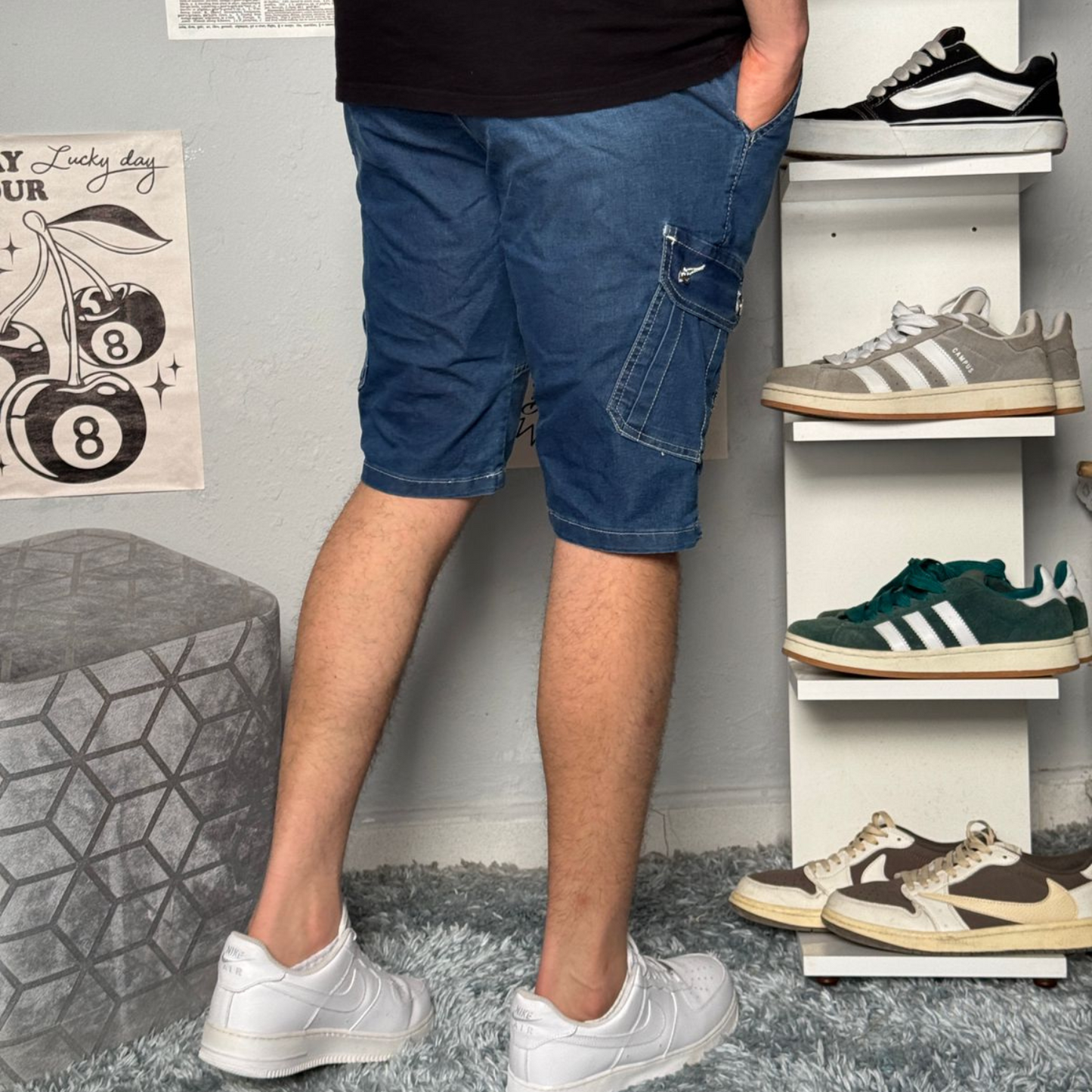 Short cargo confort en jean