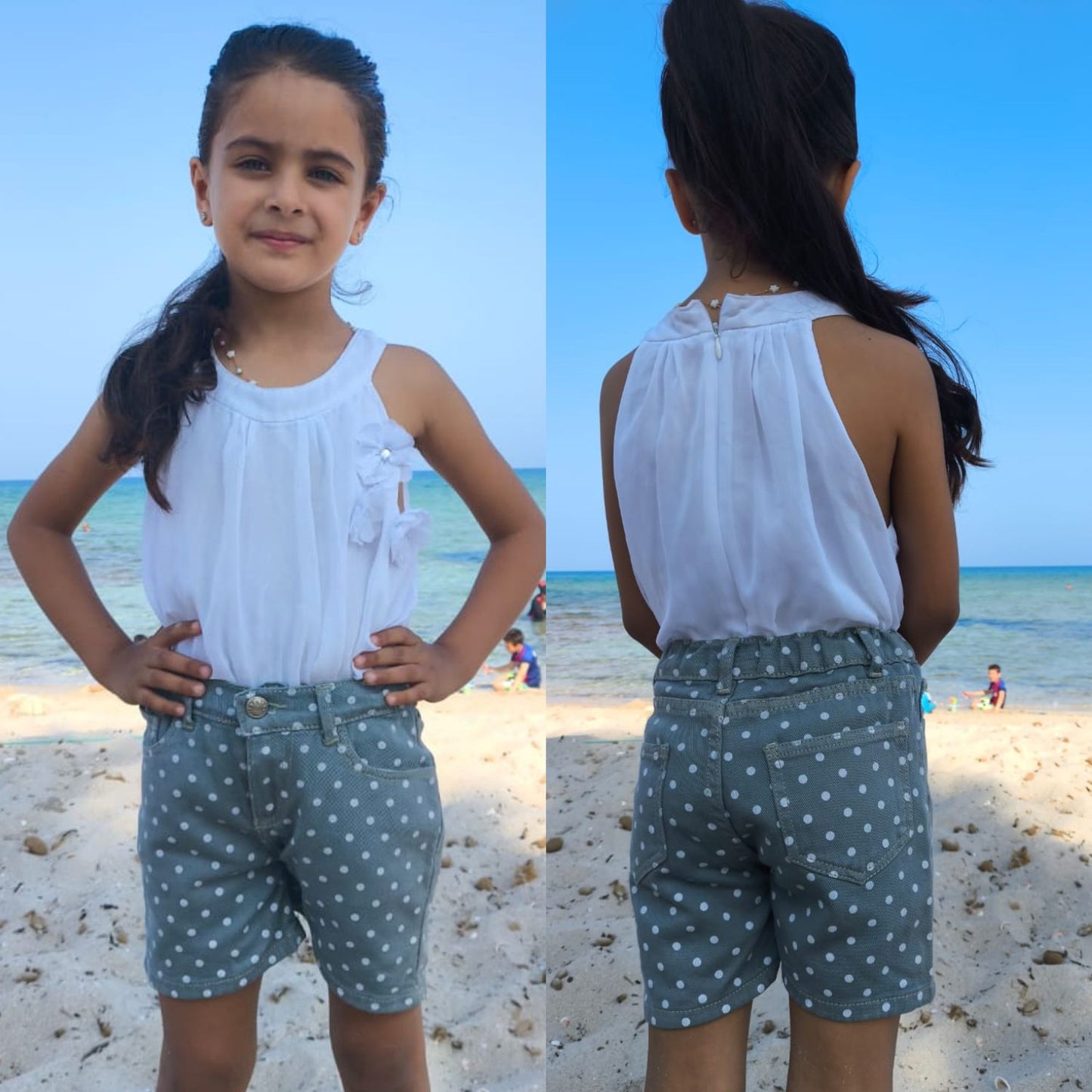 Short fillette à pois