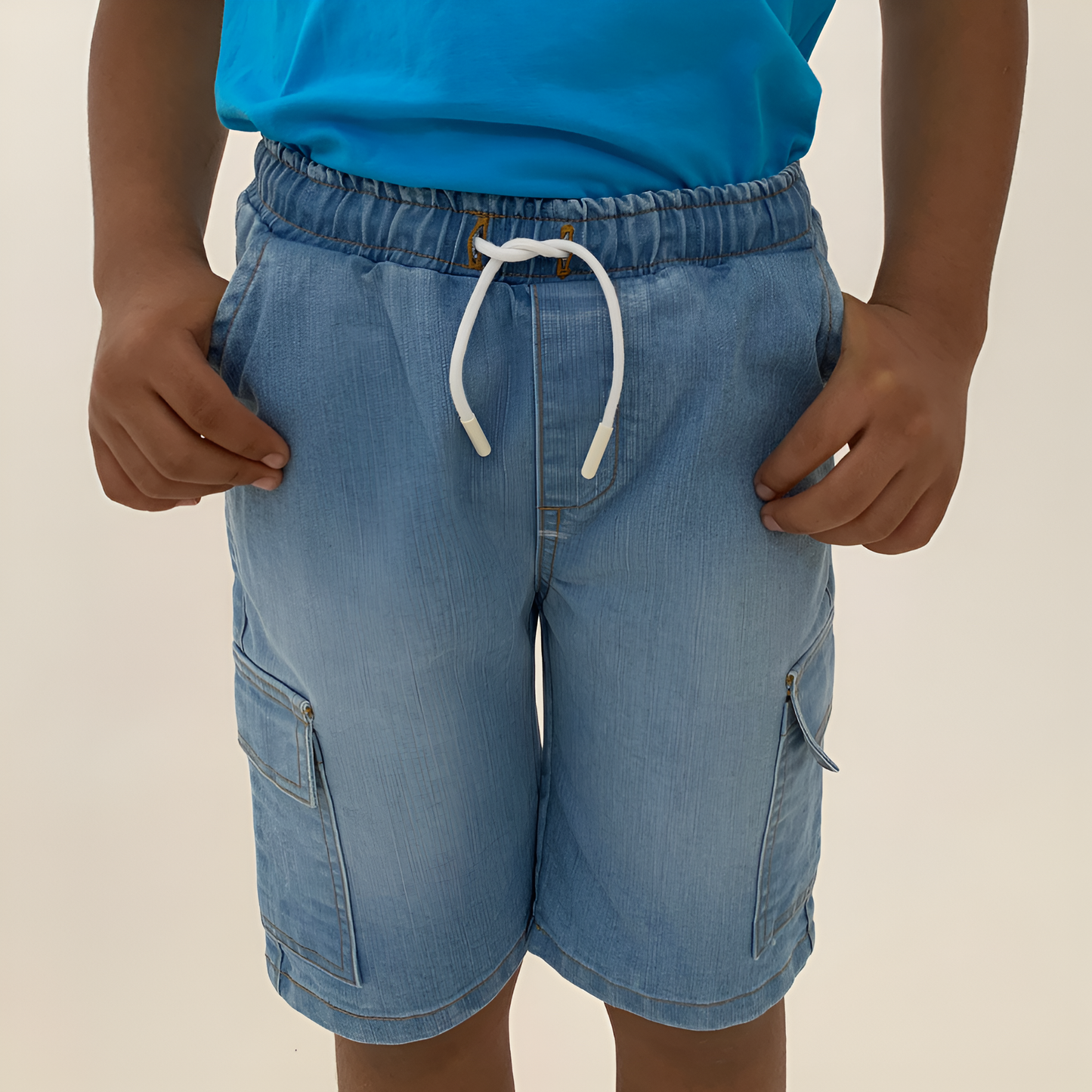 Short cargo en jean garçon