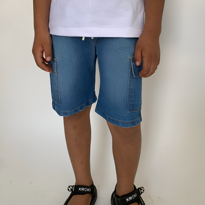 Short cargo en jean garçon