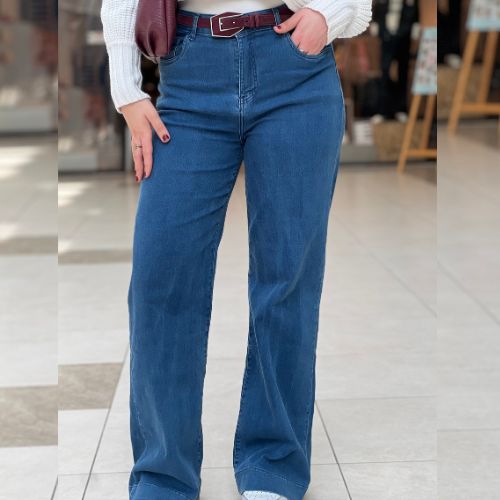 Jean baggy avec ourlet grande taille