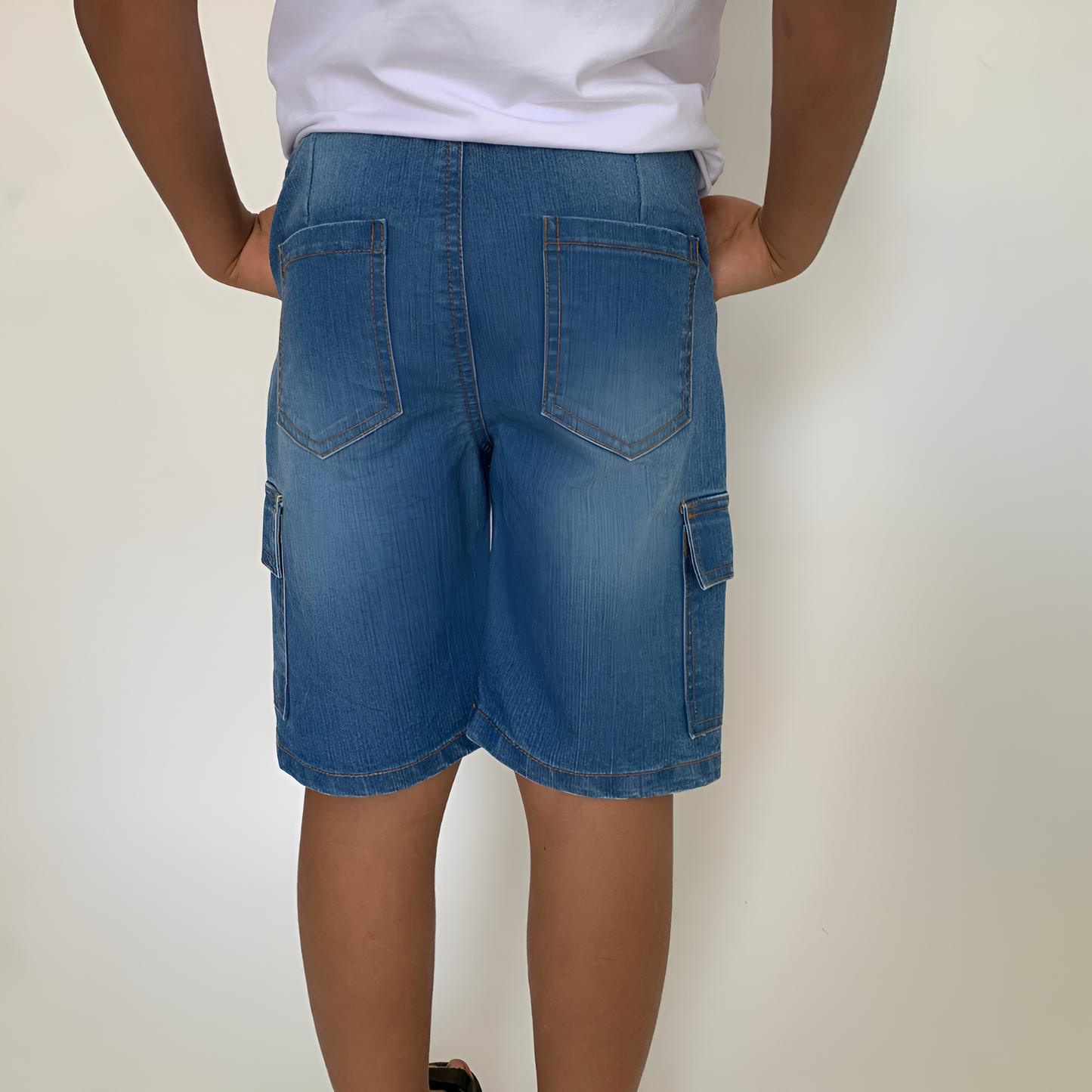Short cargo en jean garçon