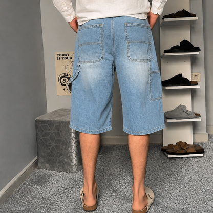Bermudas jean à poche marteau