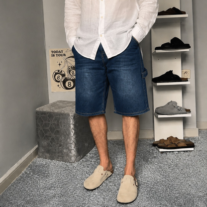 Bermudas jean à poche marteau