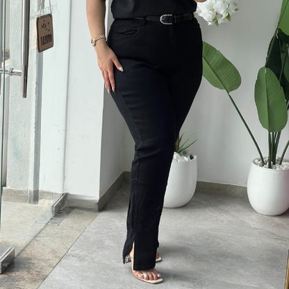 Jean straight avec fente  grande taille