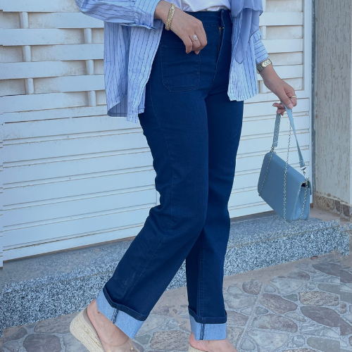 Jean straight avec révères grande taille