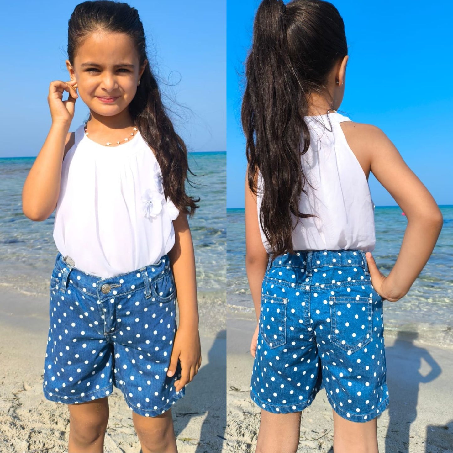 Short fillette à pois