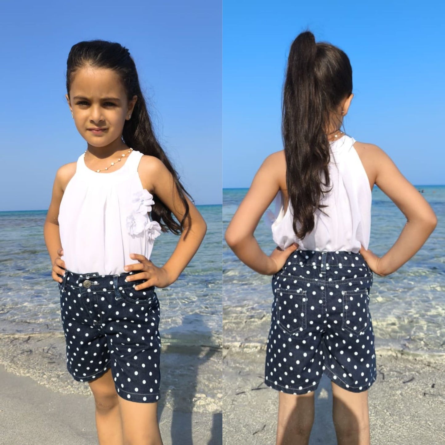 Short fillette à pois