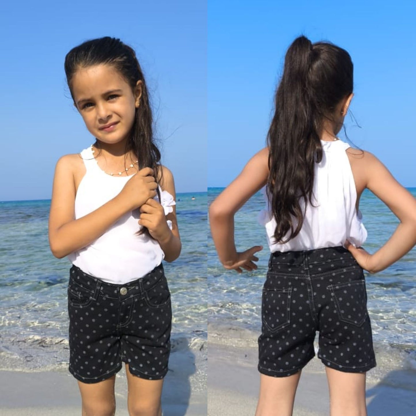 Short fillette à pois