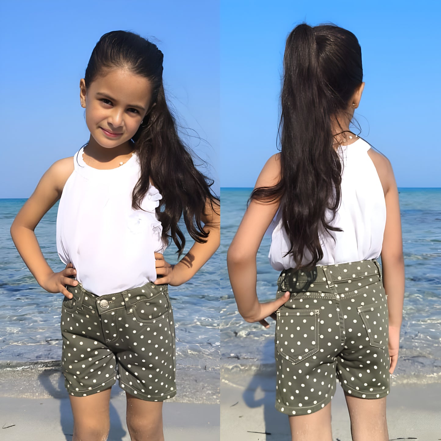 Short fillette à pois